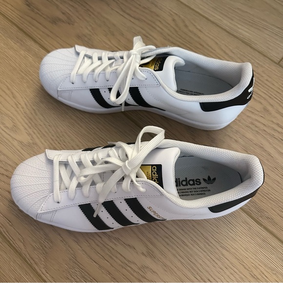 Adidas Classic White and Black Superstar Sneakers - Picture 4 of 6